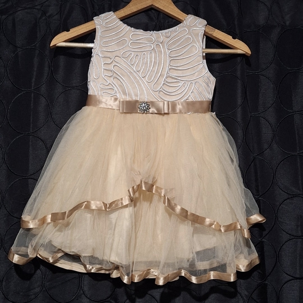 Ally Fashion Cream and Gold Kids Formal Dress